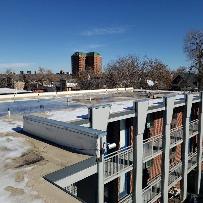Flat roof with drainage issues and damaged seams Flat roof with drainage issues and damaged seams