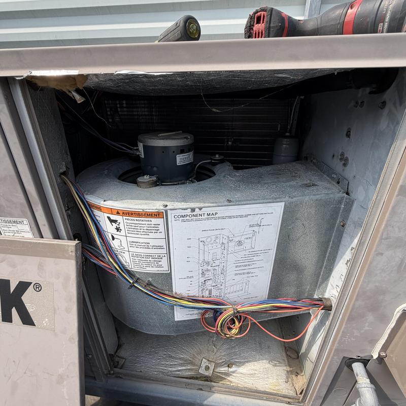 Blower motor in commercial rooftop gas pack unit Blower motor in commercial rooftop gas pack unit