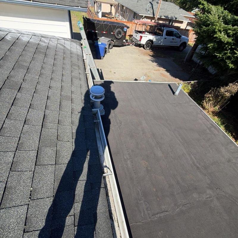 Gutter system with clean, debris-free roof edge