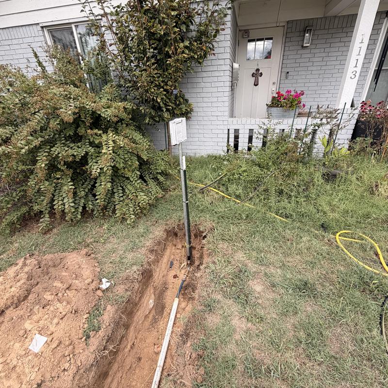 Hydrant installation with excavation at front yard