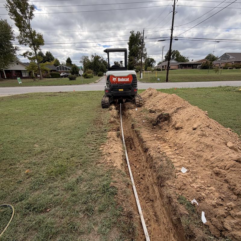 Water hydrant pipe trench excavation with mini excavator