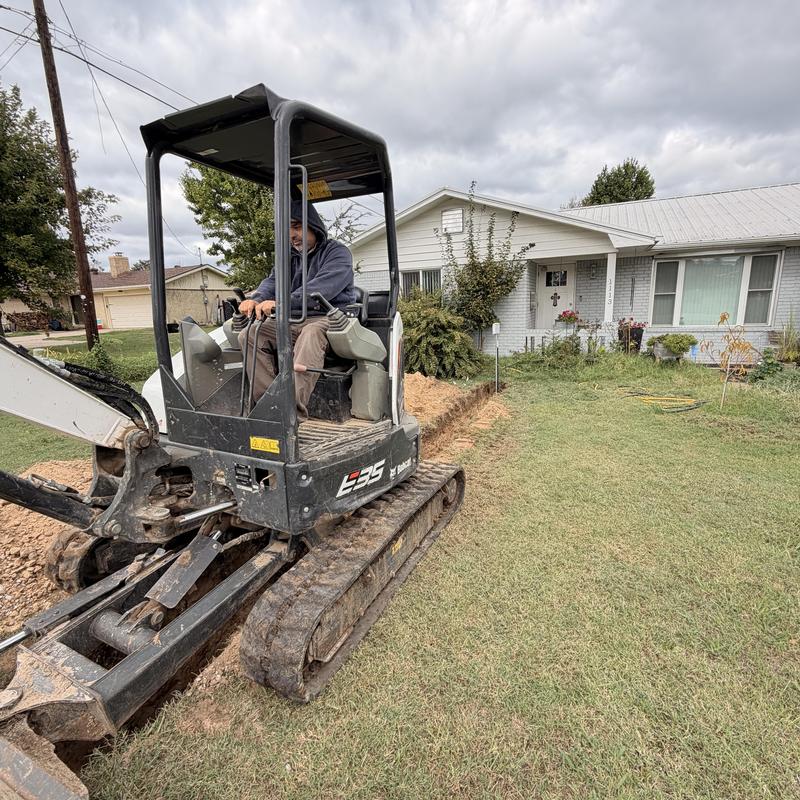 Hydrant installation excavation with mini excavator