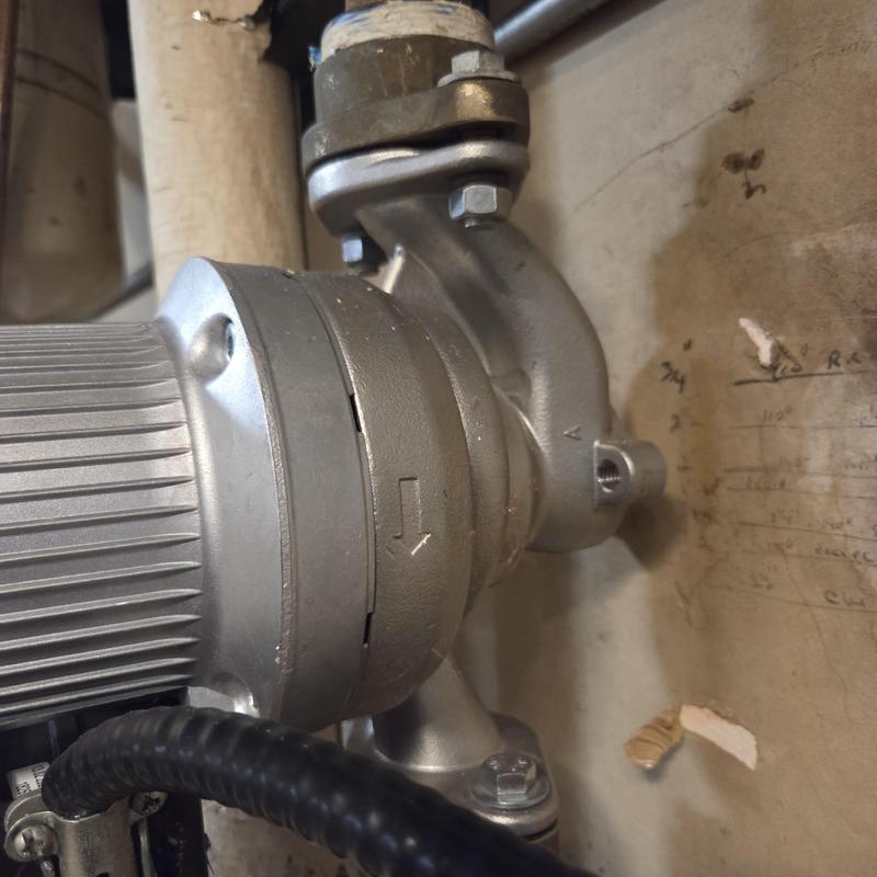 Hot water circulation pump in fitness center locker room Hot water circulation pump in fitness center locker room