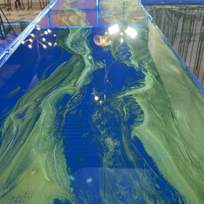 Ocean-themed epoxy countertop with artistic finish