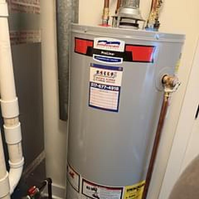 Natural gas water heater installation in utility closet
