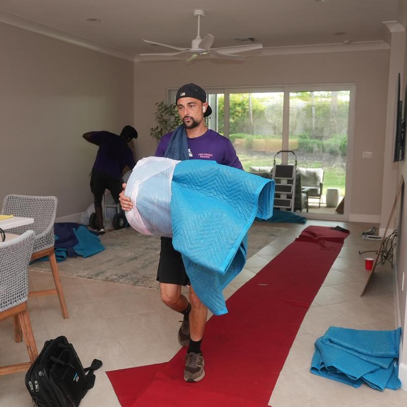 Grandfather clock wrapped for moving in home