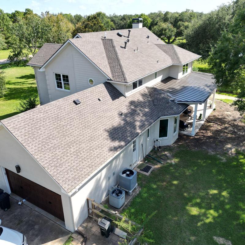 GAF Timberline HDZ roof with solar vents and patio