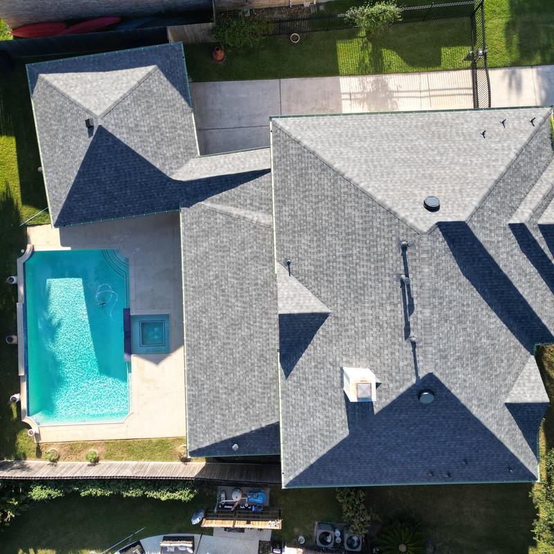 Tamko Titan XT shingle roof with Urbane Bronze gutters