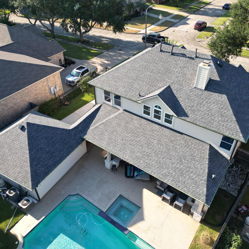 Tamko Titan XT shingle roof with new gutters in Friendswood