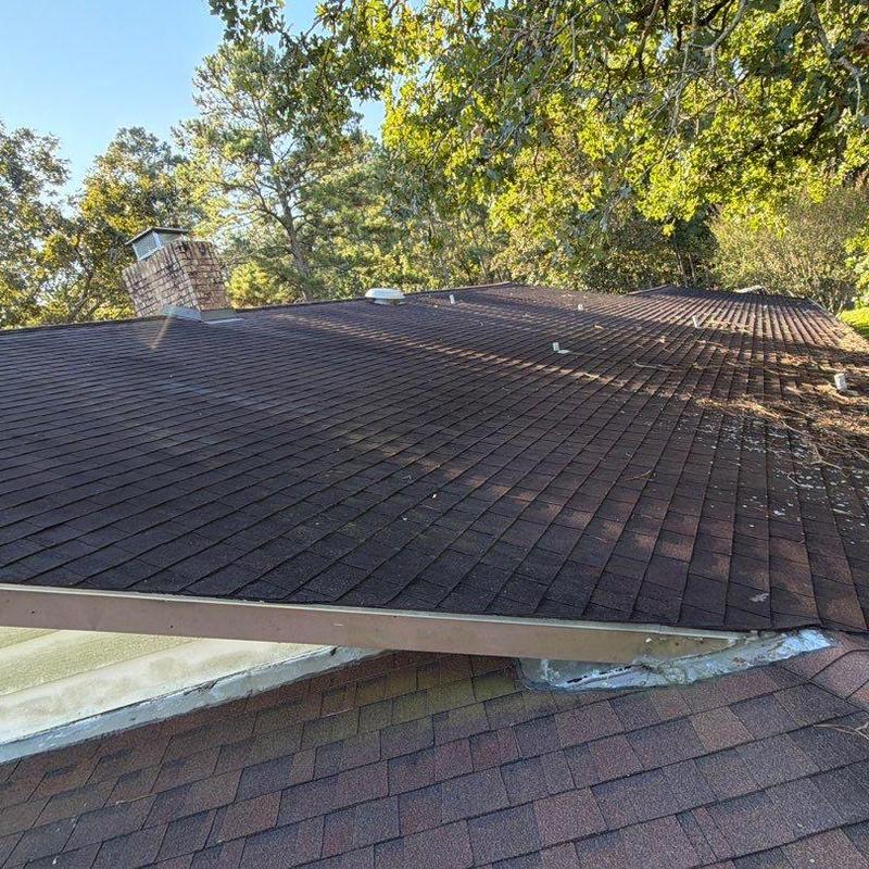 Asphalt shingle roof damage inspection with leaks