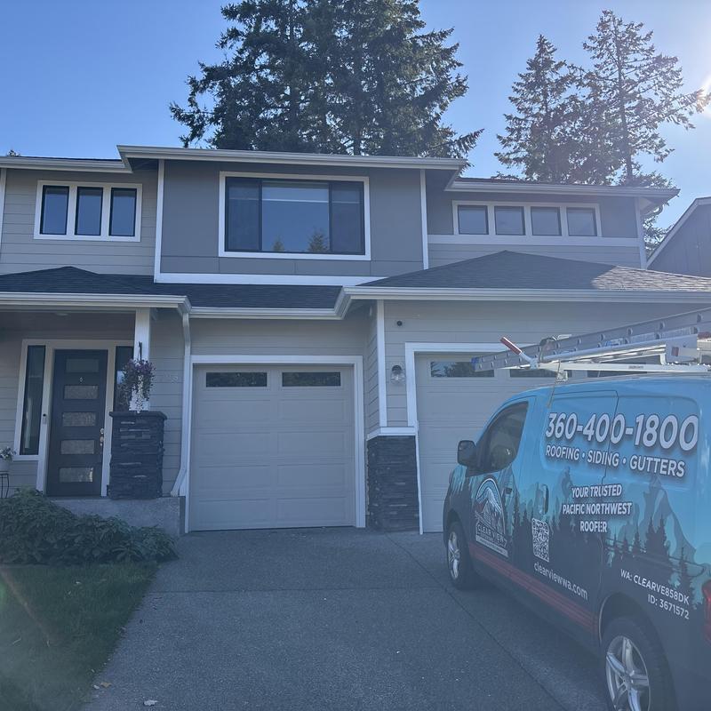 Asphalt shingle roof repair on residential home