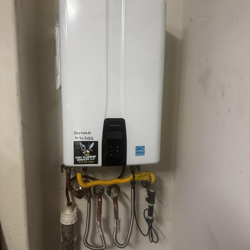Navien 199U tankless water heater with plumbing connections