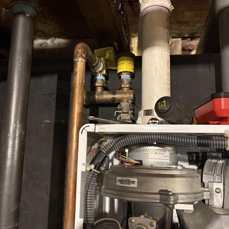 Three-way valve and relief valve on hydronic heating system