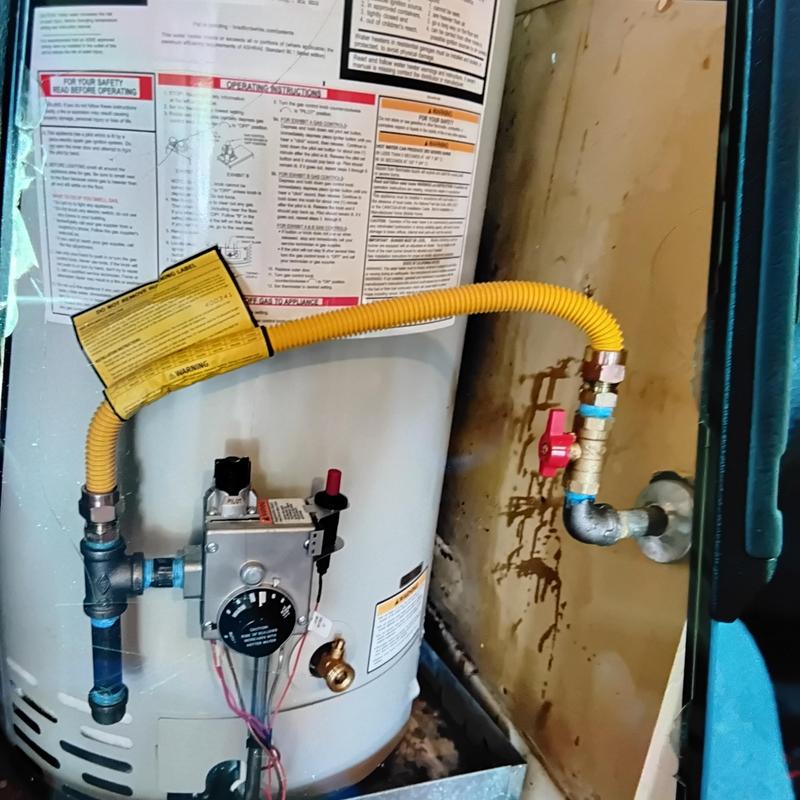 50 gallon gas water heater with new plumb shield installation