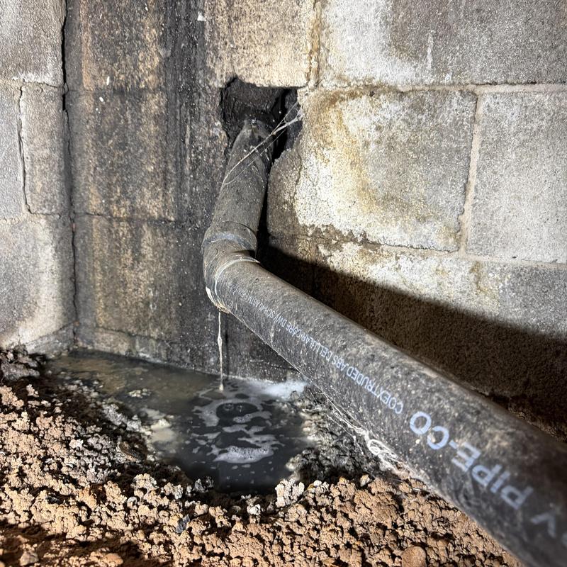 Kitchen drain pipe leaking in crawlspace with water pooling Kitchen drain pipe leaking in crawlspace with water pooling