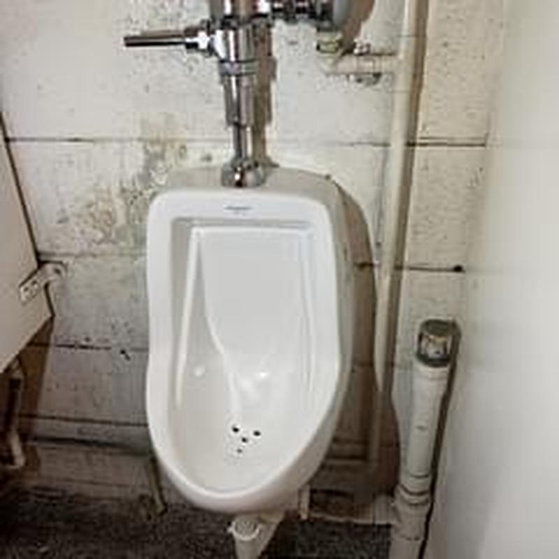 Wall hung commercial urinal with flush valve installation