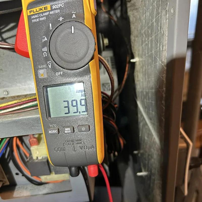 HVAC system current testing with clamp meter