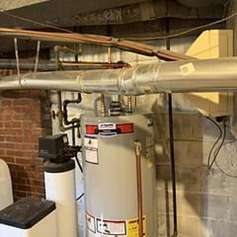 50 gallon natural gas tall water heater with piping