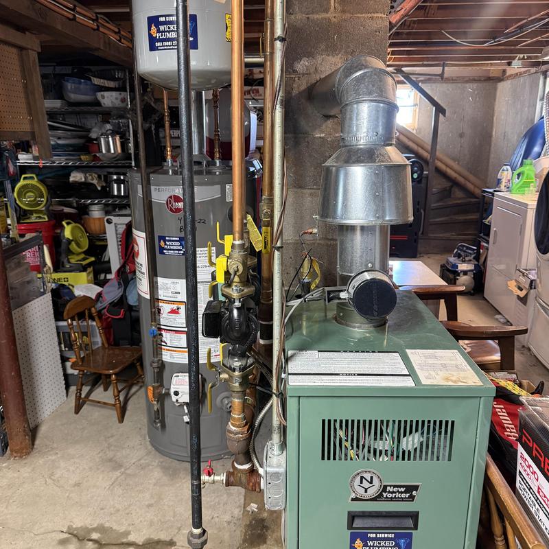 Boiler system and venting in basement utility room