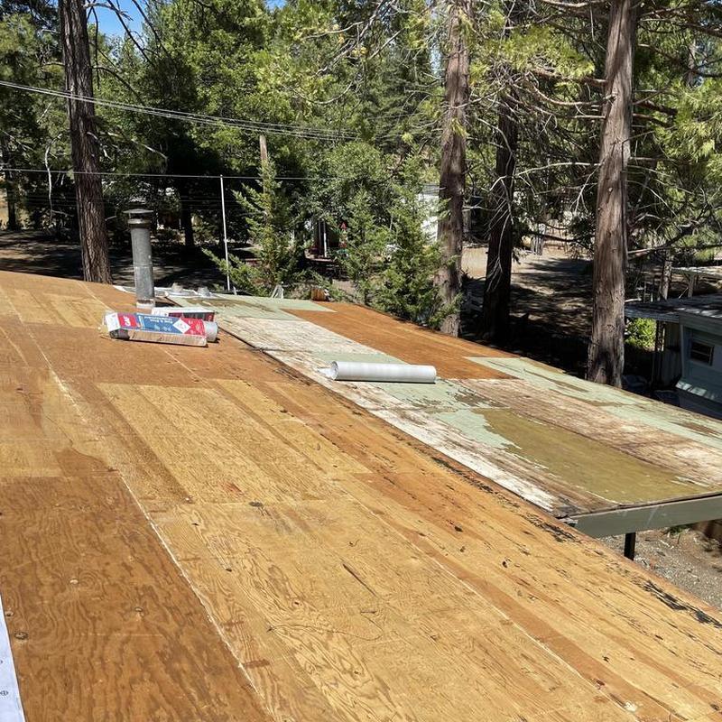 Roof decking plywood replacement on modular home roof