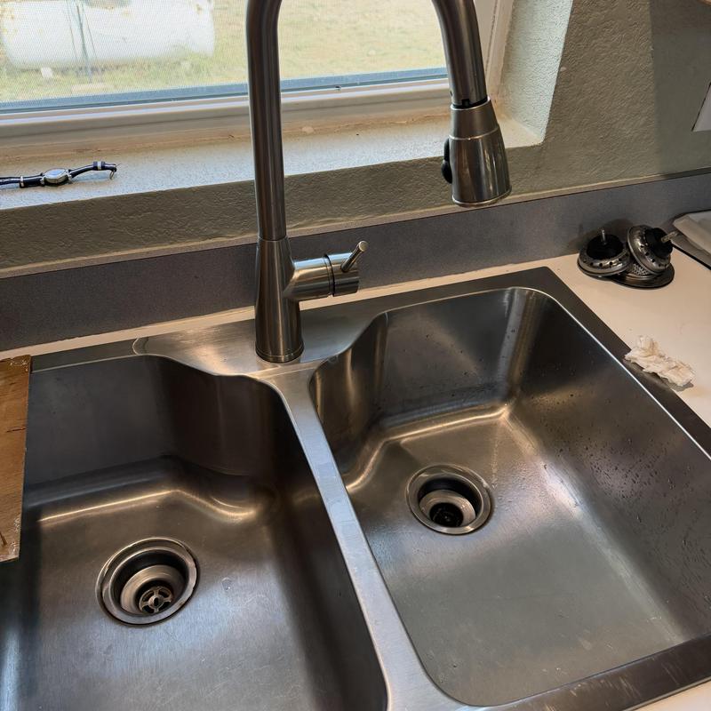 Kitchen sink and faucet with new water supply lines Kitchen sink and faucet with new water supply lines