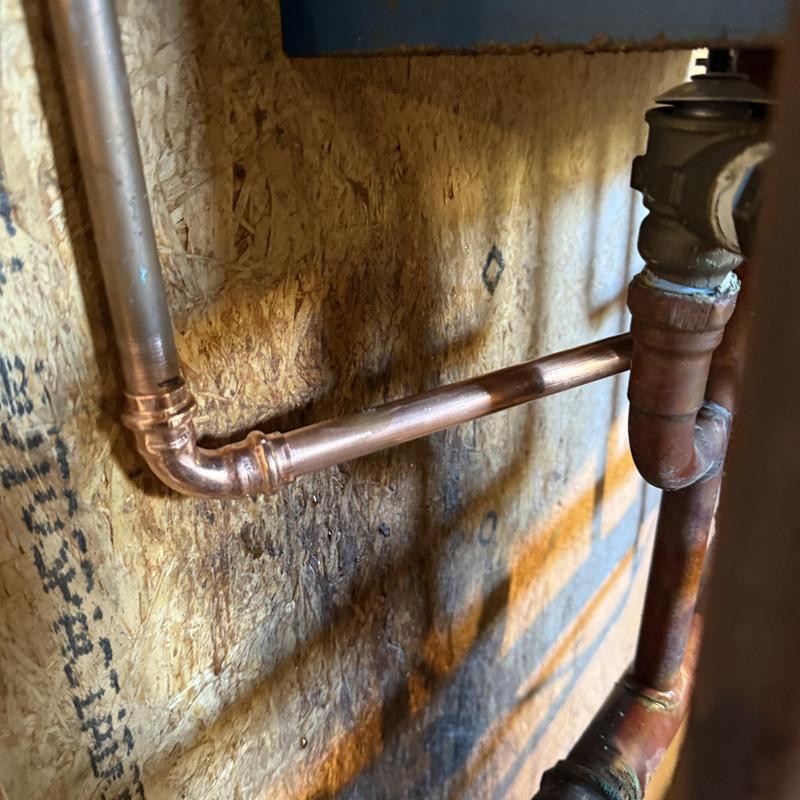 Copper water pipe with new soldered joints