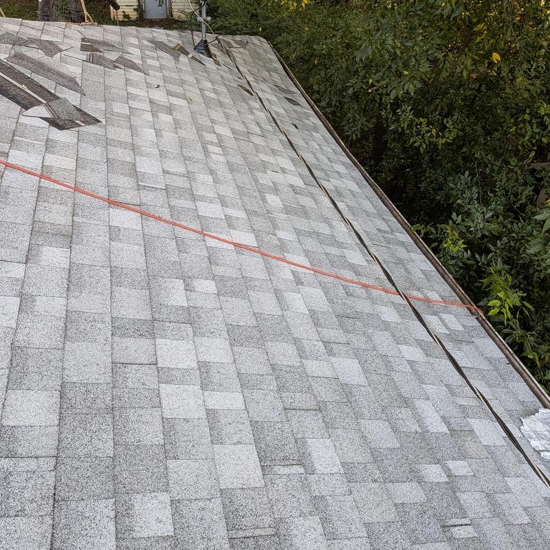 Iko Dynasty shingles roof installation with safety lines