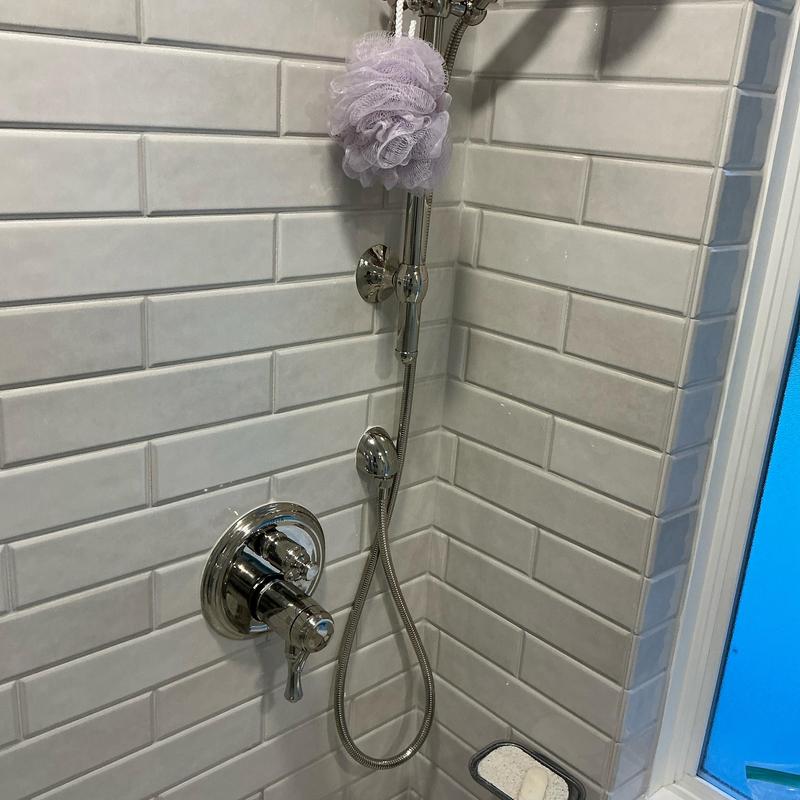 Shower cartridge reset handle trim installation in master bath
