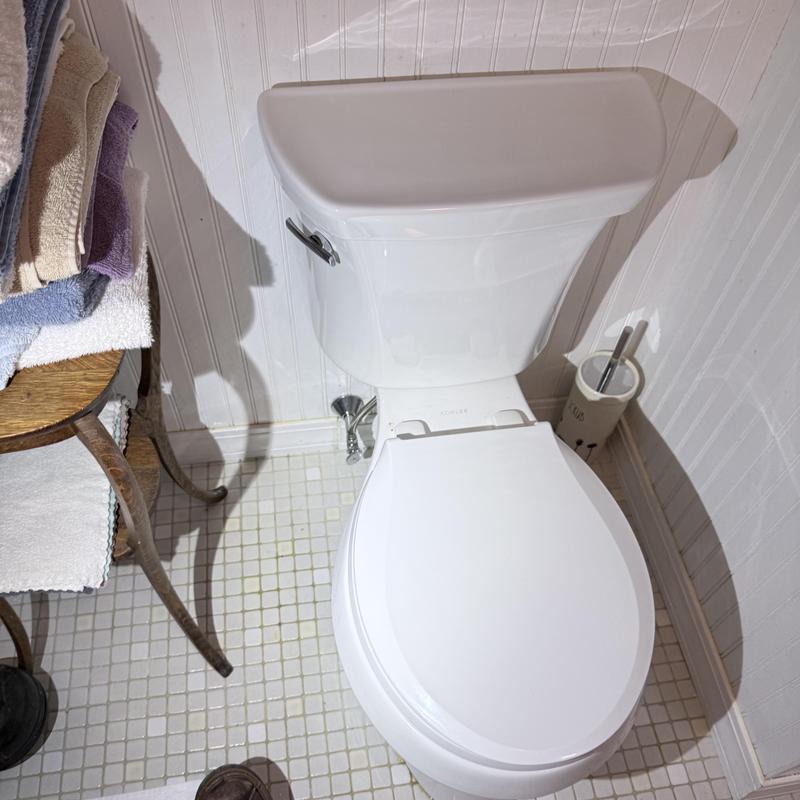 Toilet tank with new flapper and clean water heater