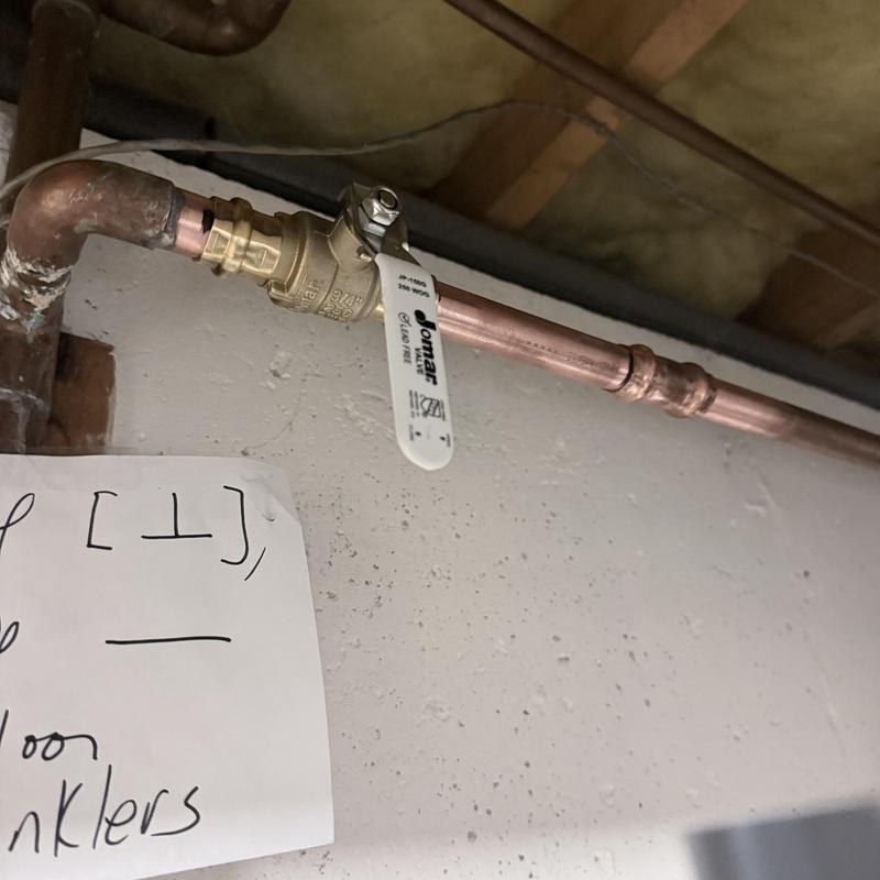 Irrigation ball valve with copper piping installation