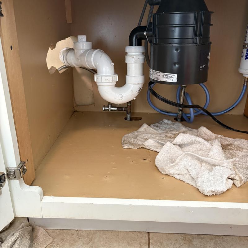 Garbage disposal kitchen drain with new PVC piping