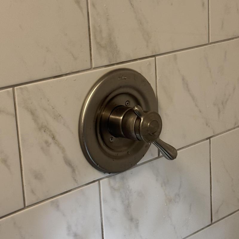 Delta shower faucet handle with tiled wall Delta shower faucet handle with tiled wall