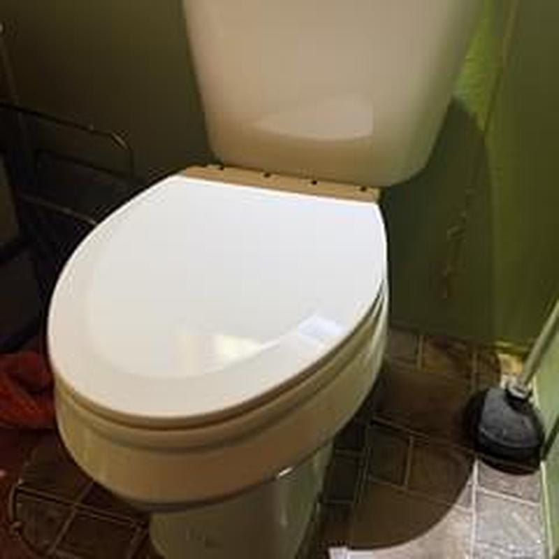 Toilet replacement with closed lid in bathroom