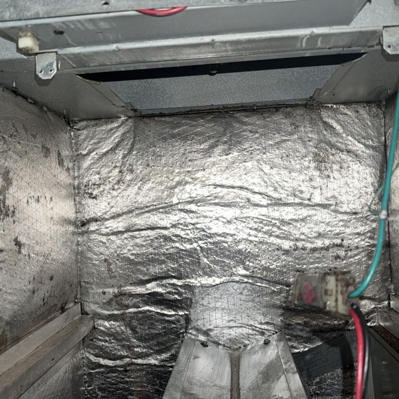 Heating system interior with insulation and wiring detail
