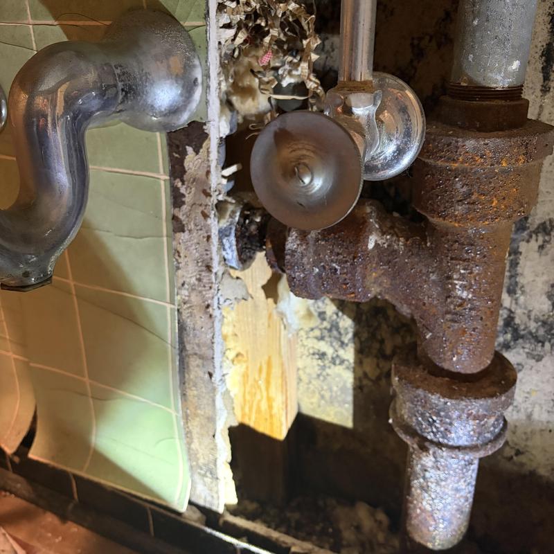 Bathroom sink drain and corroded water pipes installation