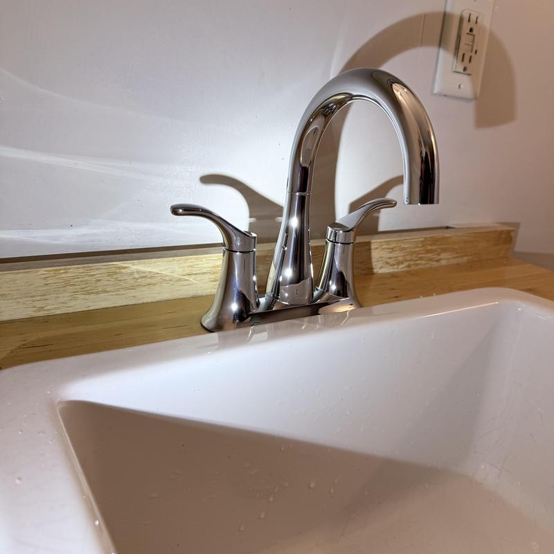 Kitchen faucet with dual handles and countertop